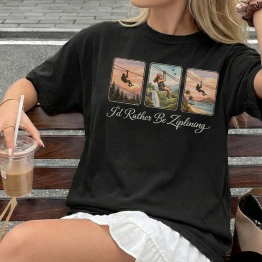 Outdoor Adventure Ziplines & Waterfall Puerto Vallarta - Camiseta 'Eu Preferiria Estar Ziplando' para