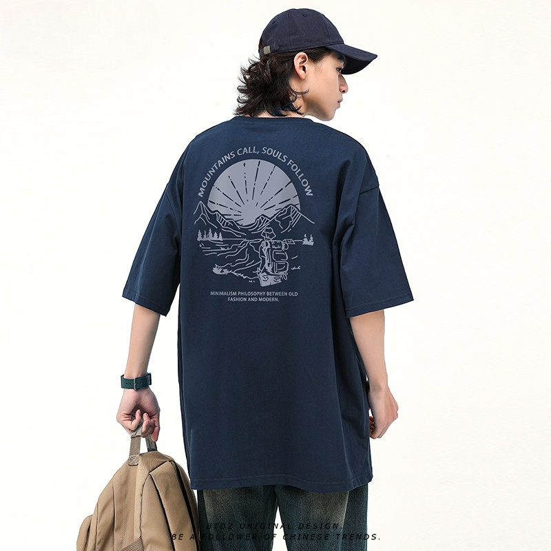 Outdoor Adventure Japan - Camiseta Masculina Estilo Ins Branca Solta